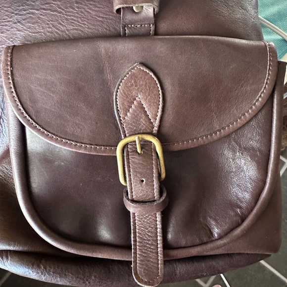 100% Leather Large M LONDON Vintage Backpack Maroon/Brown, Suede Interior Bag - Picture 9 of 13